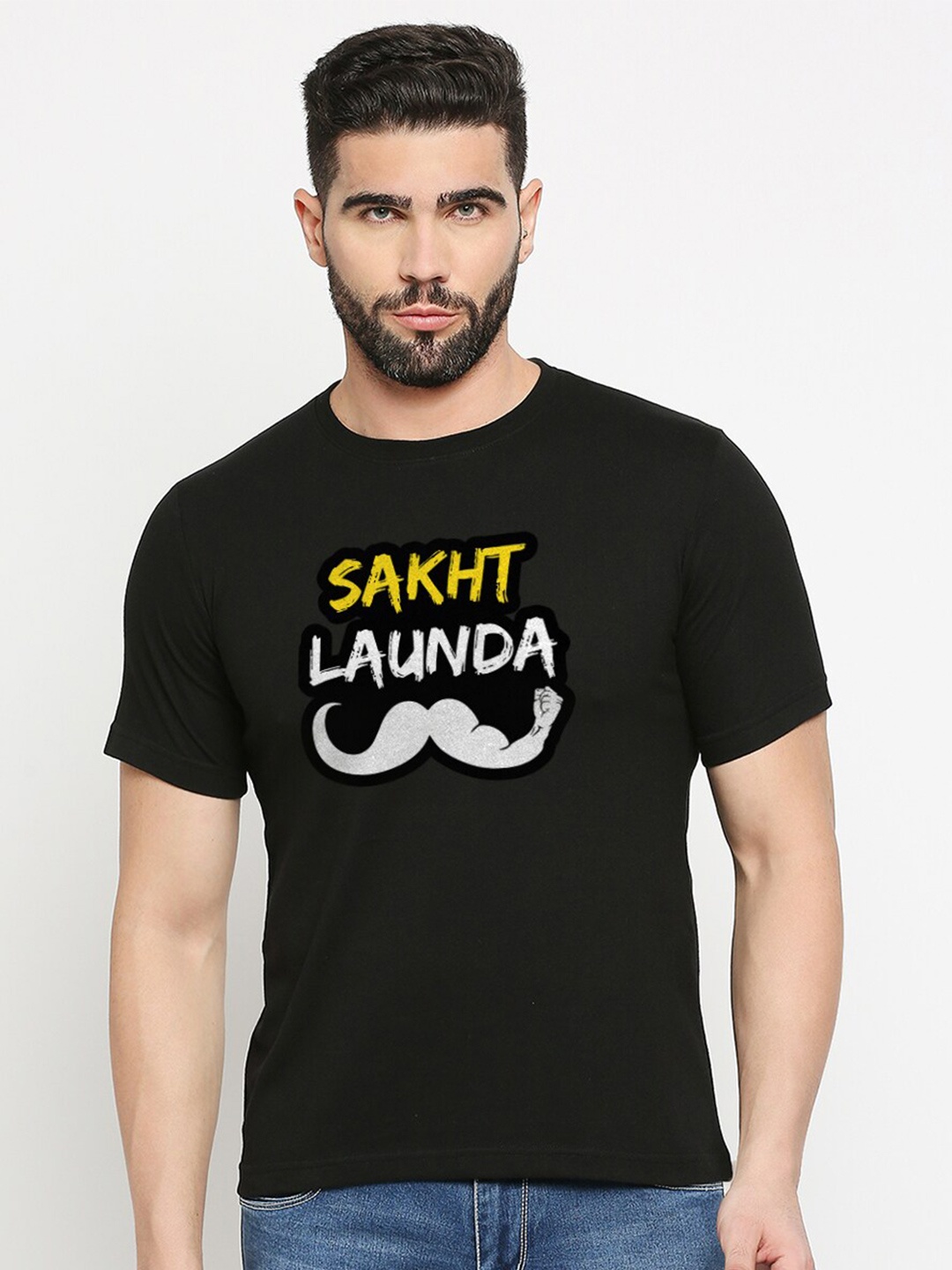

MOD ECRU Typography Printed T-shirt, Black