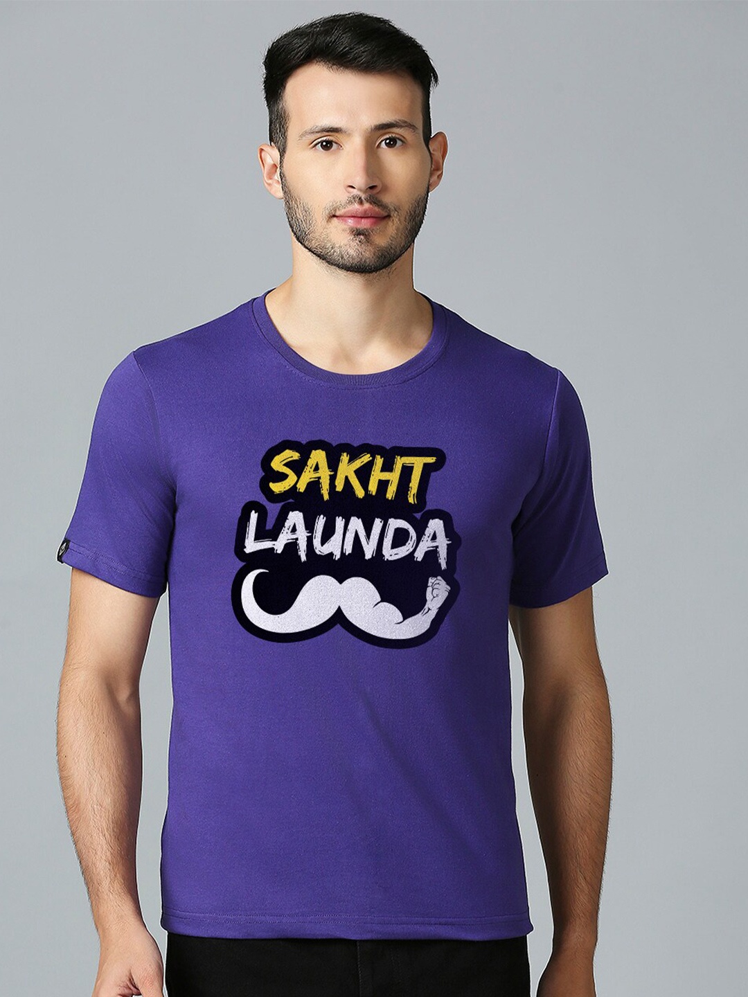 

MOD ECRU Unisex Typography Printed Cotton T-shirt, Purple