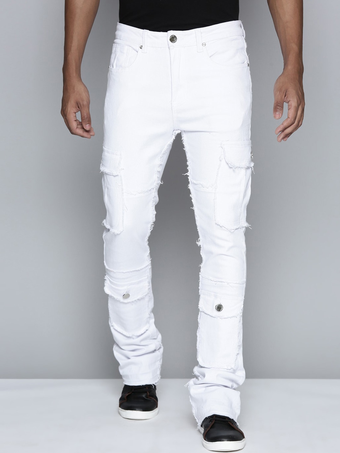 

WAIMEA Men Classic Bootcut Highly Distressed Stretchable Jeans, White