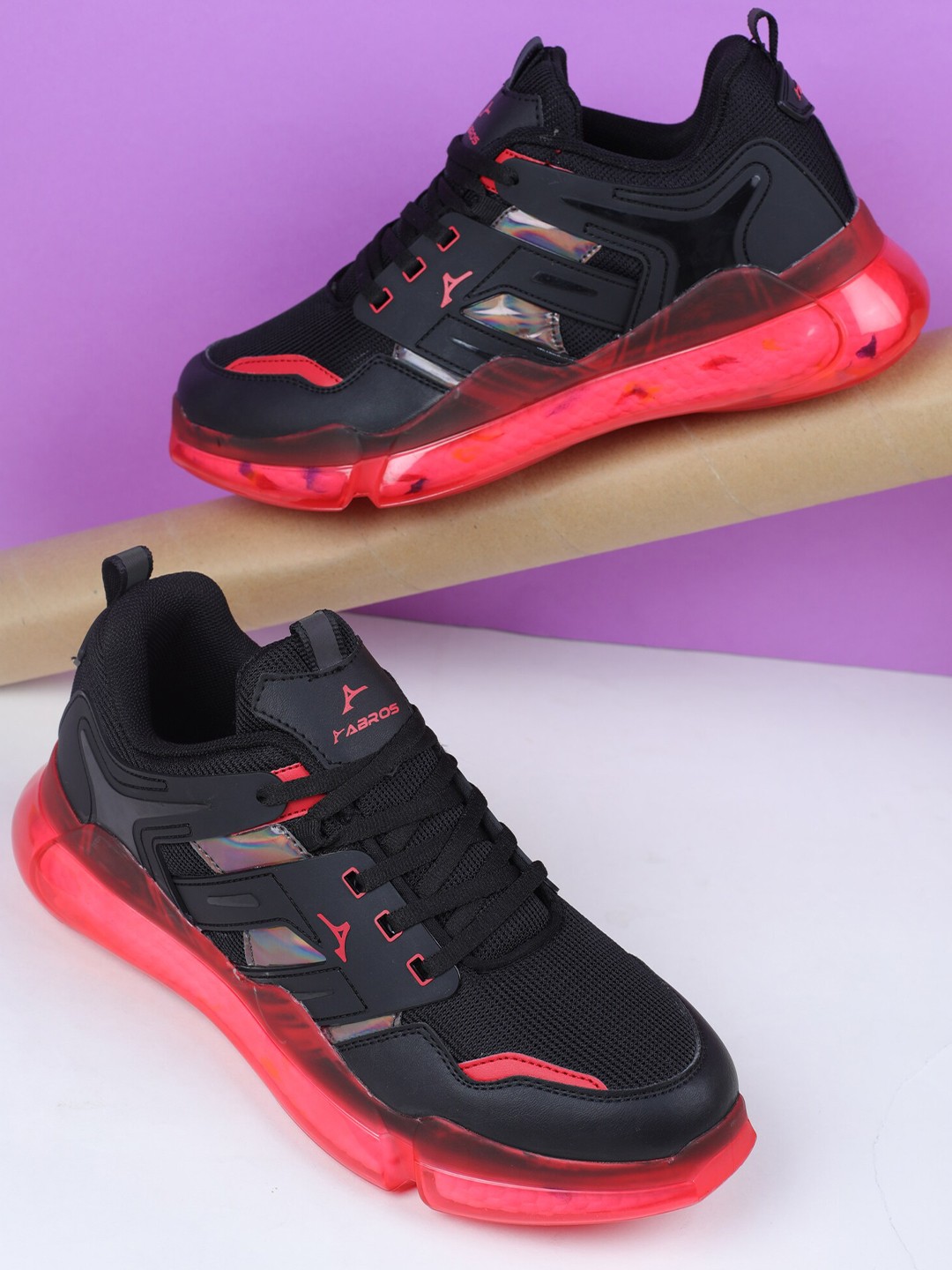 

ABROS Men Mesh Running Shoes, Black