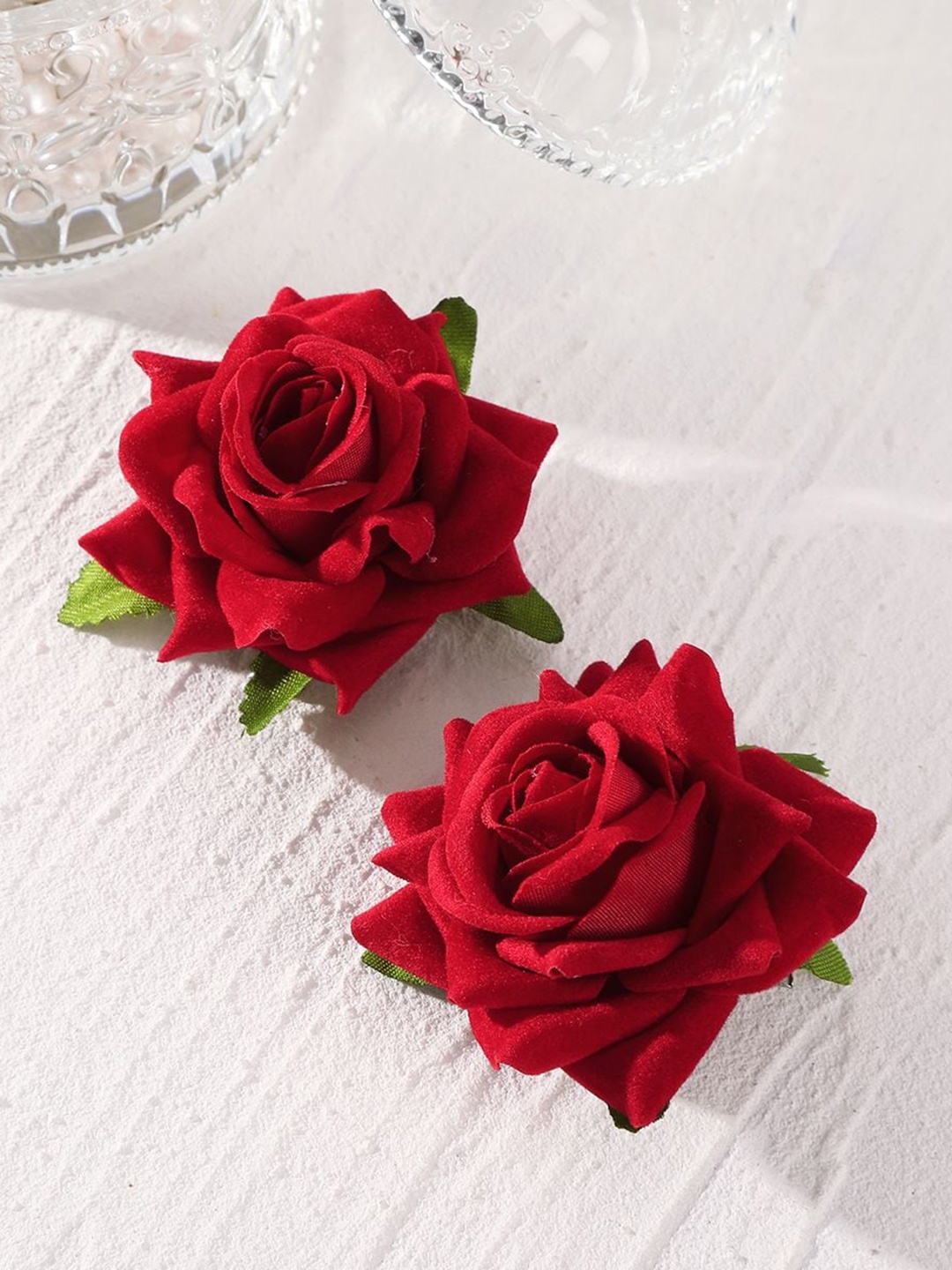 

CHRONEX Set of 2 Rose Flower Hair Clip, Red