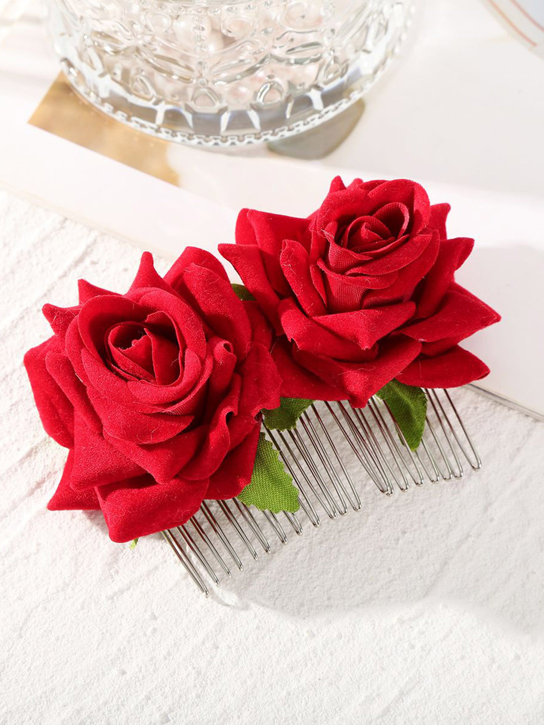 

CHRONEX Rose Flower Hair Clip, Red