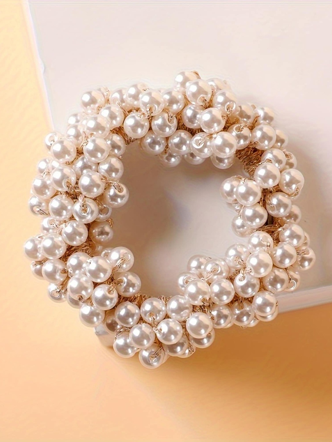 

CHRONEX Assorted Pearl Embellished Ponytail Holder, Gold
