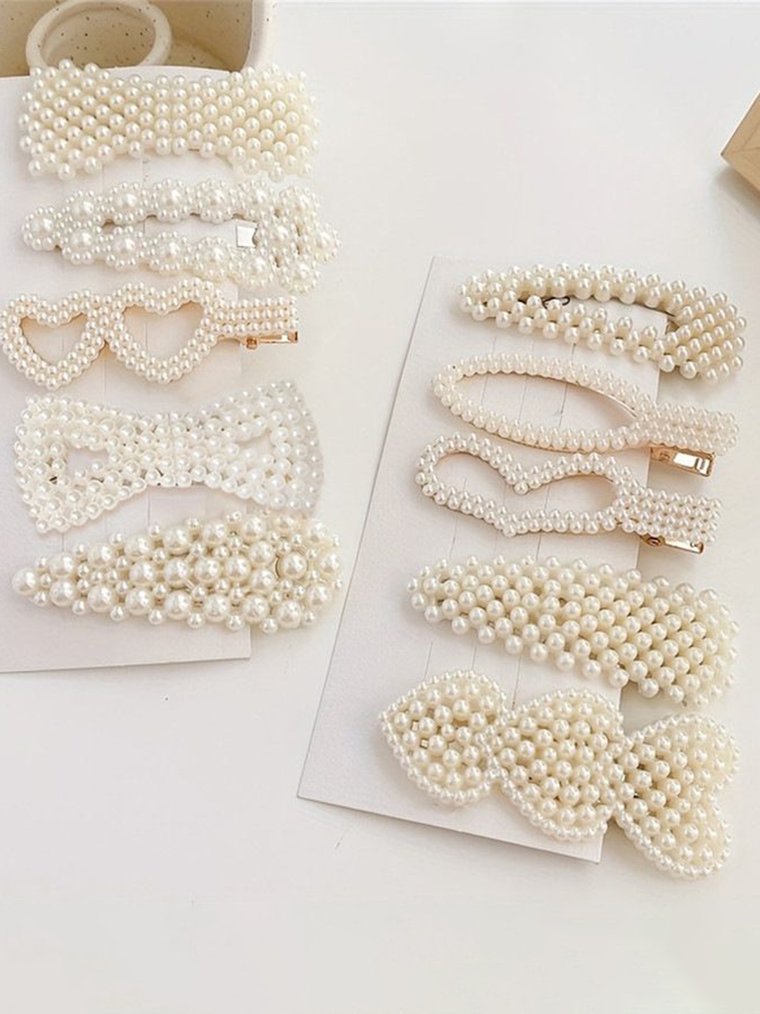 

CHRONEX Set Of 10 Imitation Pearls Hair Clips, White
