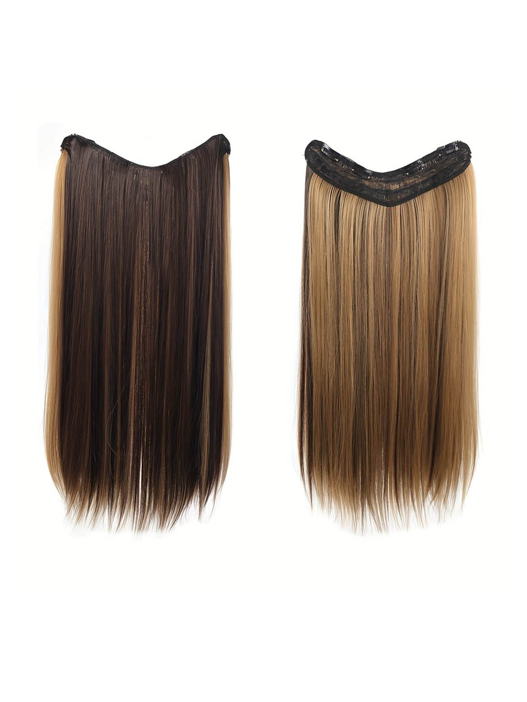 

CHRONEX Heat Resistant Clip In Straight Hair Extensions, Gold