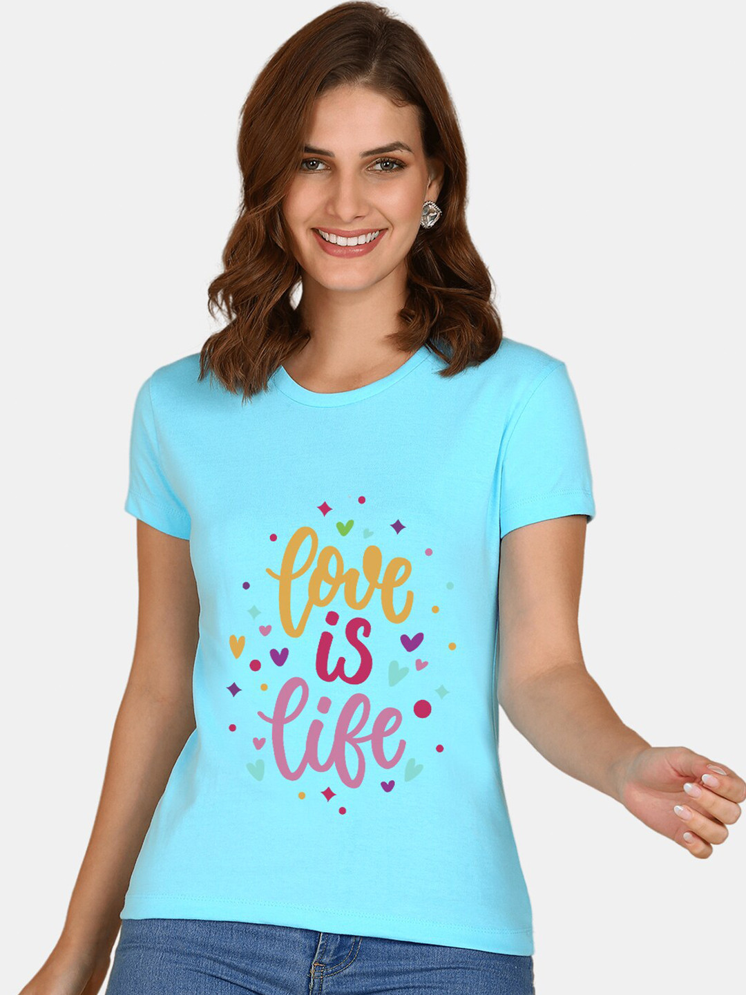 

Wyld Sprog Printed Pure Cotton T-shirt, Blue