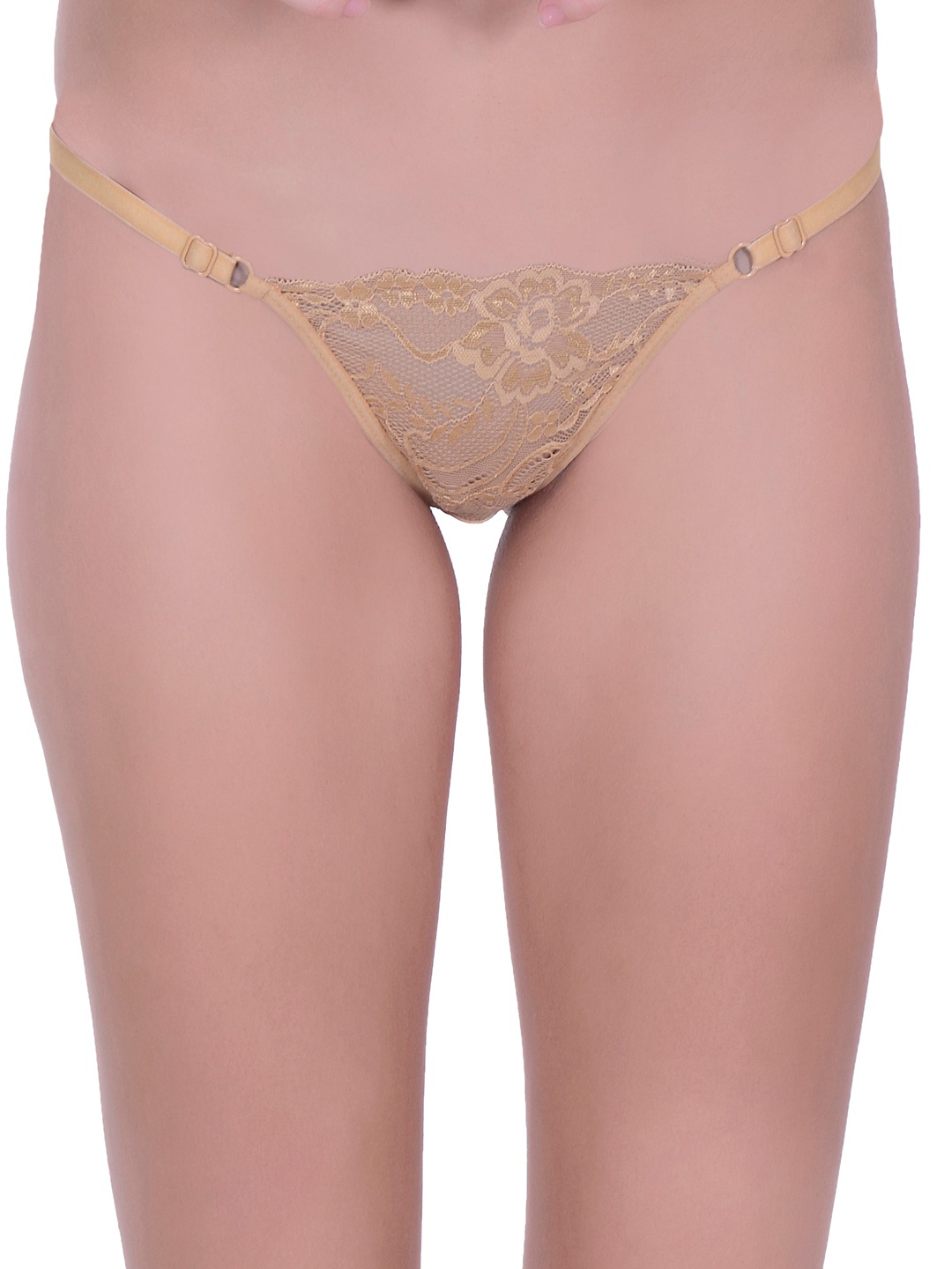 

new blue eyes Pack Of 6 Self Design Breathable Lace G-String Bikini Brief, Gold
