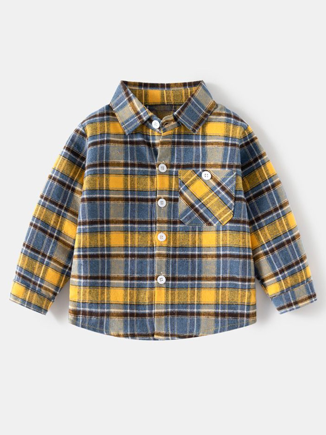 

StyleCast Boys Spread Collar Tartan Checks Opaque Cotton Casual Shirt, Yellow