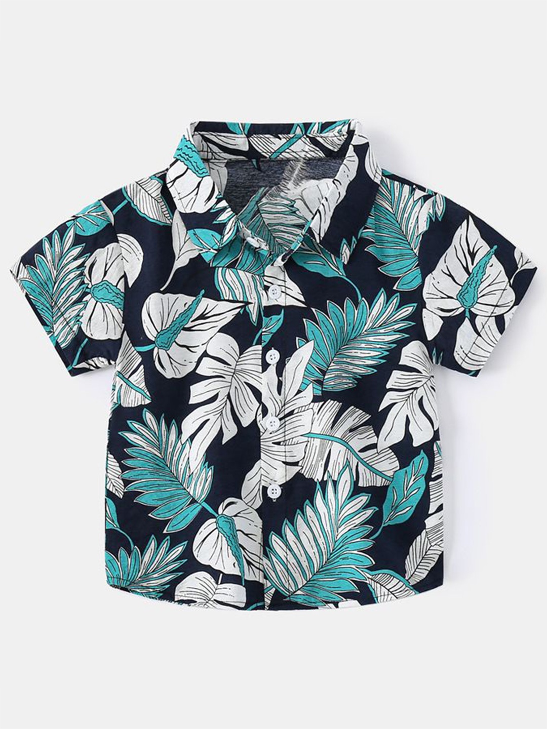 

StyleCast Boys Spread Collar Floral Printed Casual Shirt, Navy blue