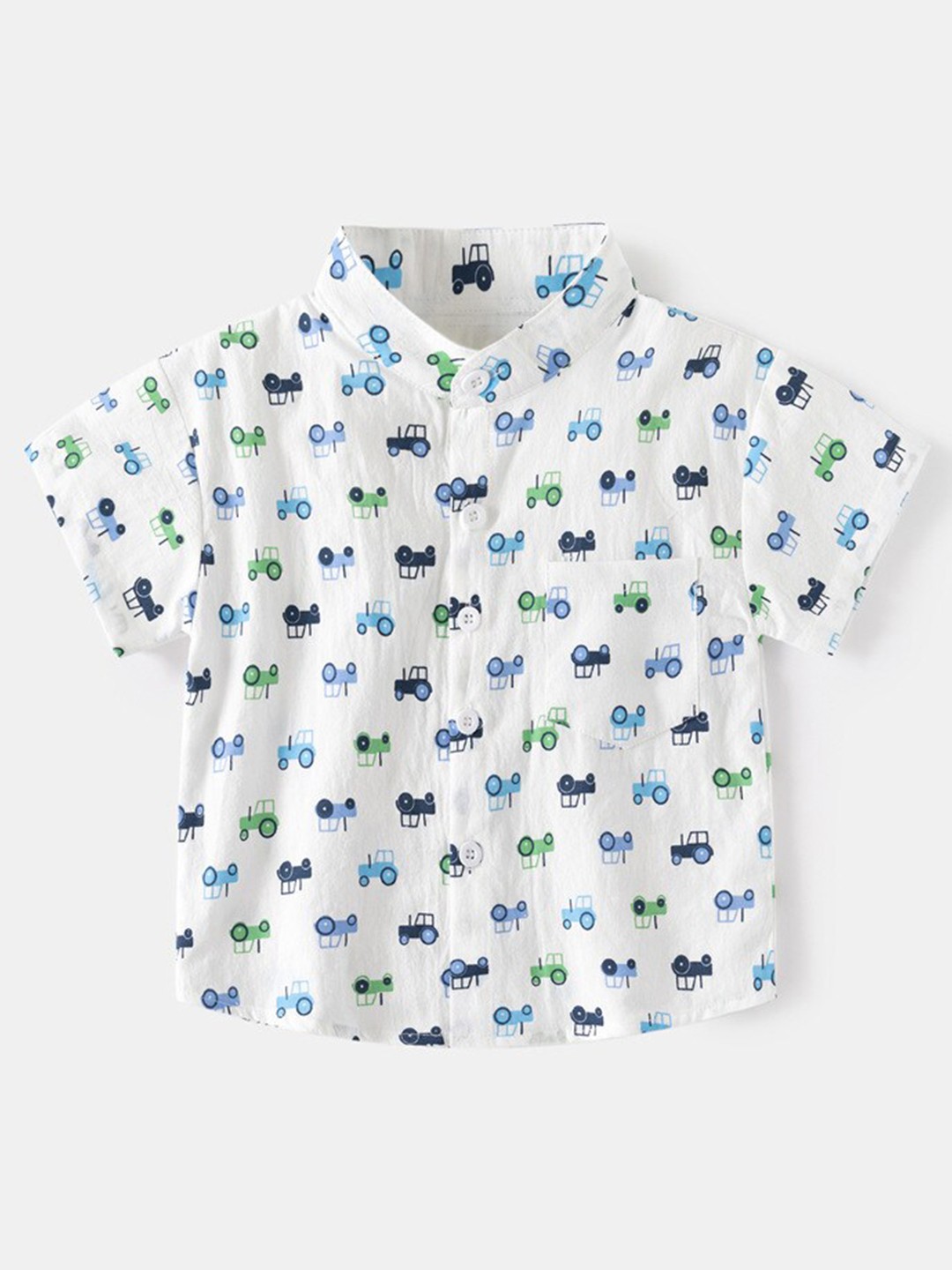 

StyleCast Boys White Mandarin Collar Printed Cotton Casual Shirt