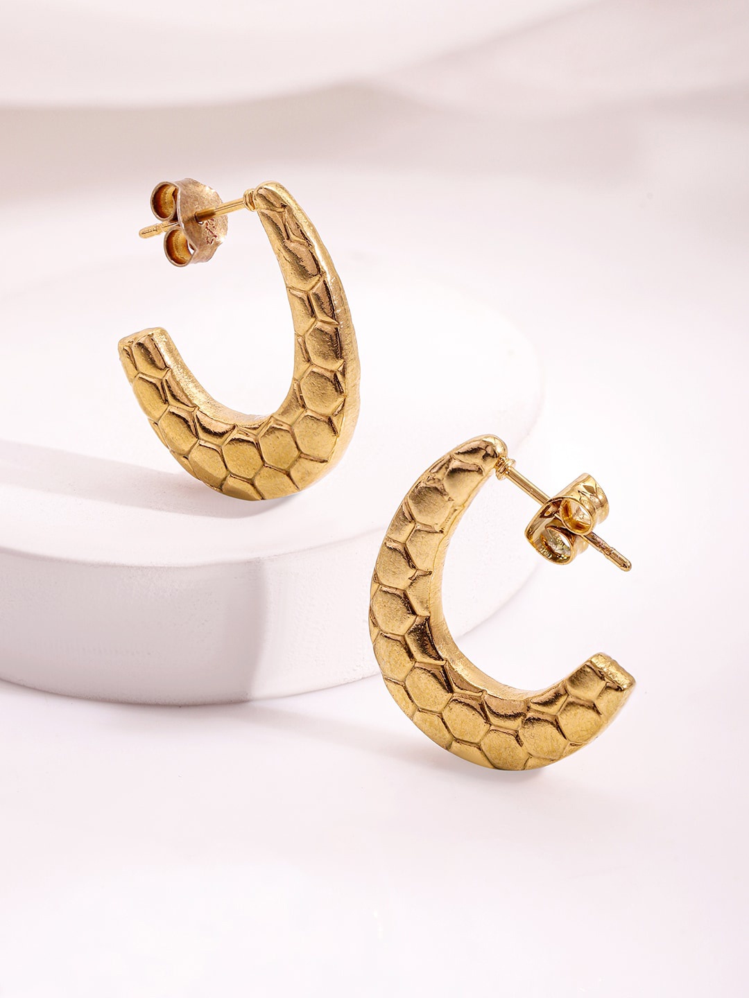 

Rubans 18KT Gold Plated Stainless Steel Tarnish-Free Water Proof Demi-Fine Hoop Earrings