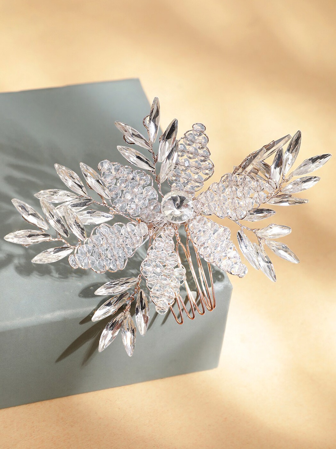 

Rubans Women Silver Crystal And Cubic Zirconia Stone Studded Hair Clip