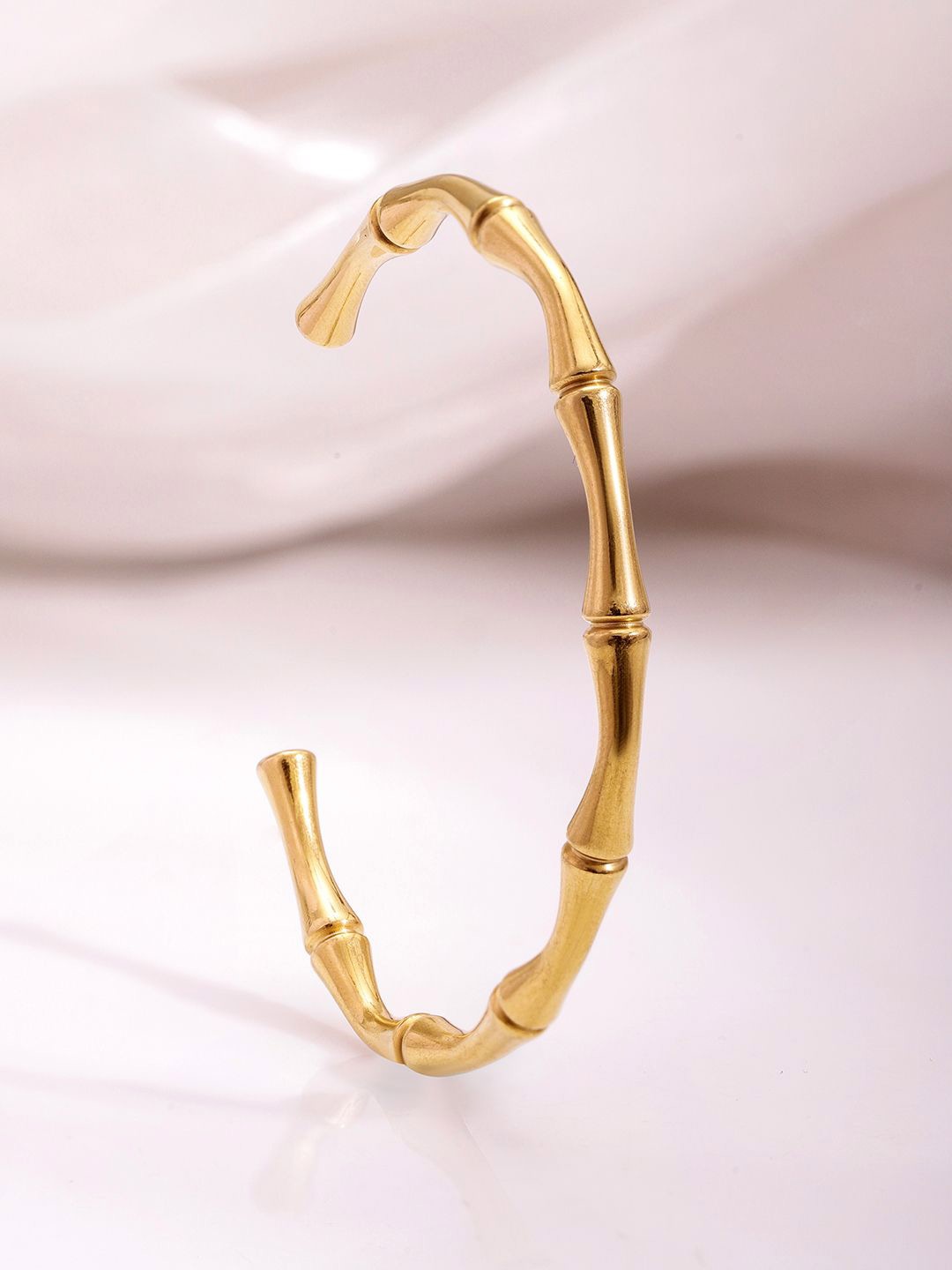 

Rubans 18KT Gold Plated Stainless Steel Tarnish Free Waterproof Demi-Fine Bamboo Bracelet