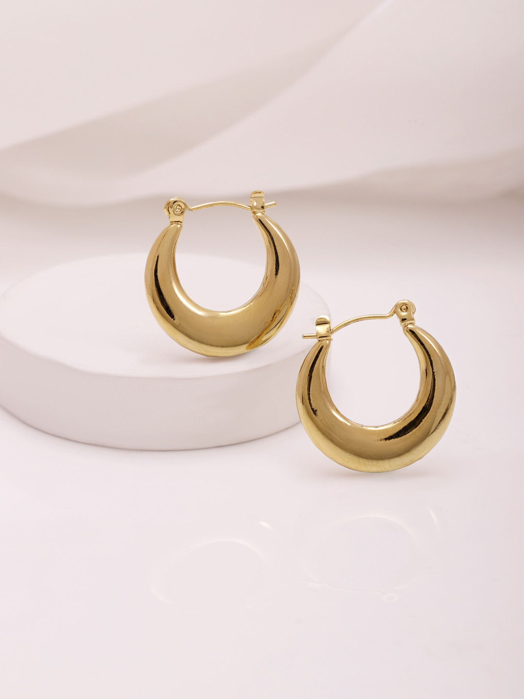 

Rubans 18KT Gold Plated Stainless Steel Tarnish-Free Waterproof Demi-Fine Hoop Earrings