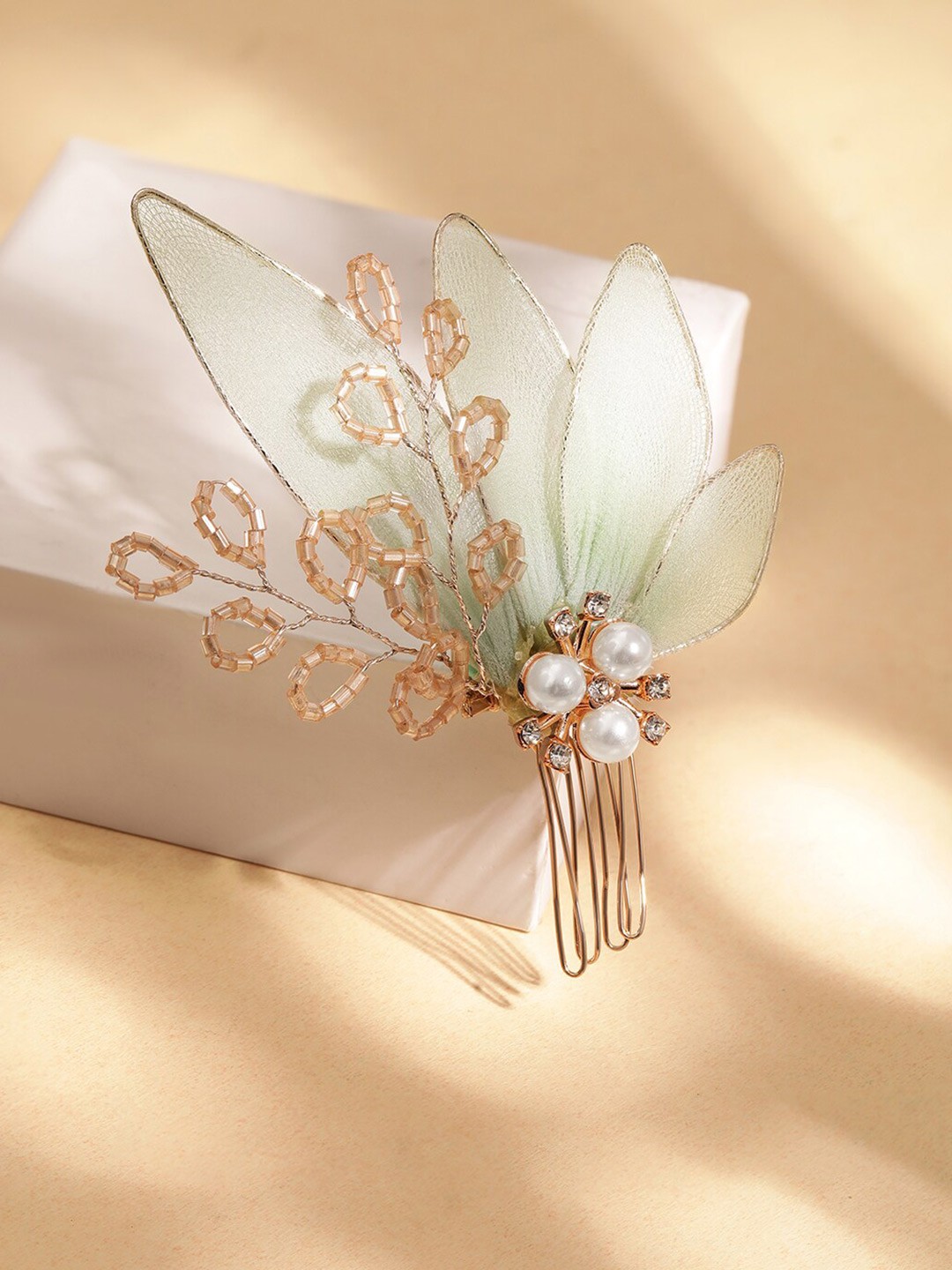 

Rubans Women Gold Plated Butterfly Feather Hair Clip