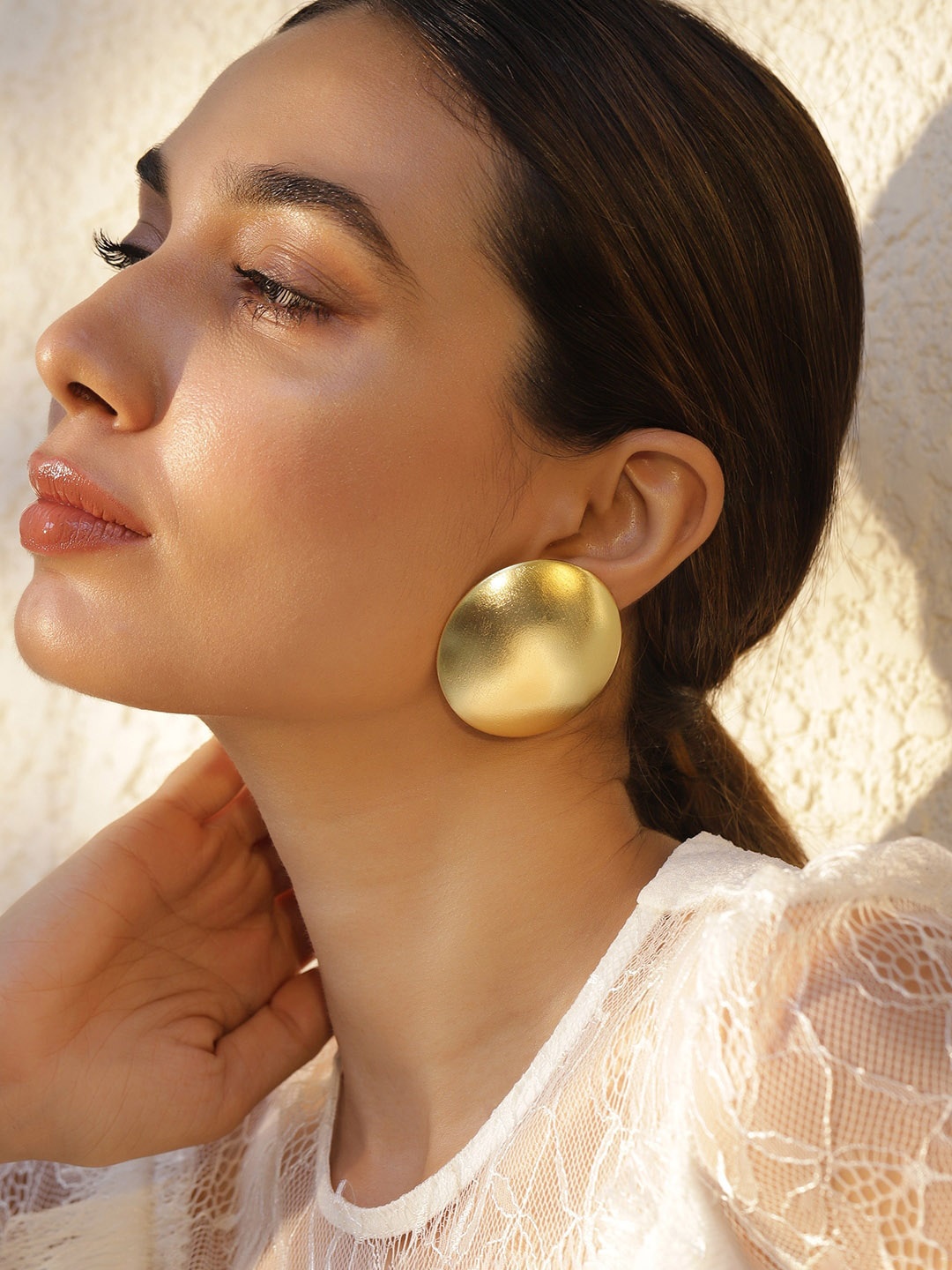 

Rubans 22KT Gold Plated Brass Circular Stud Earrings