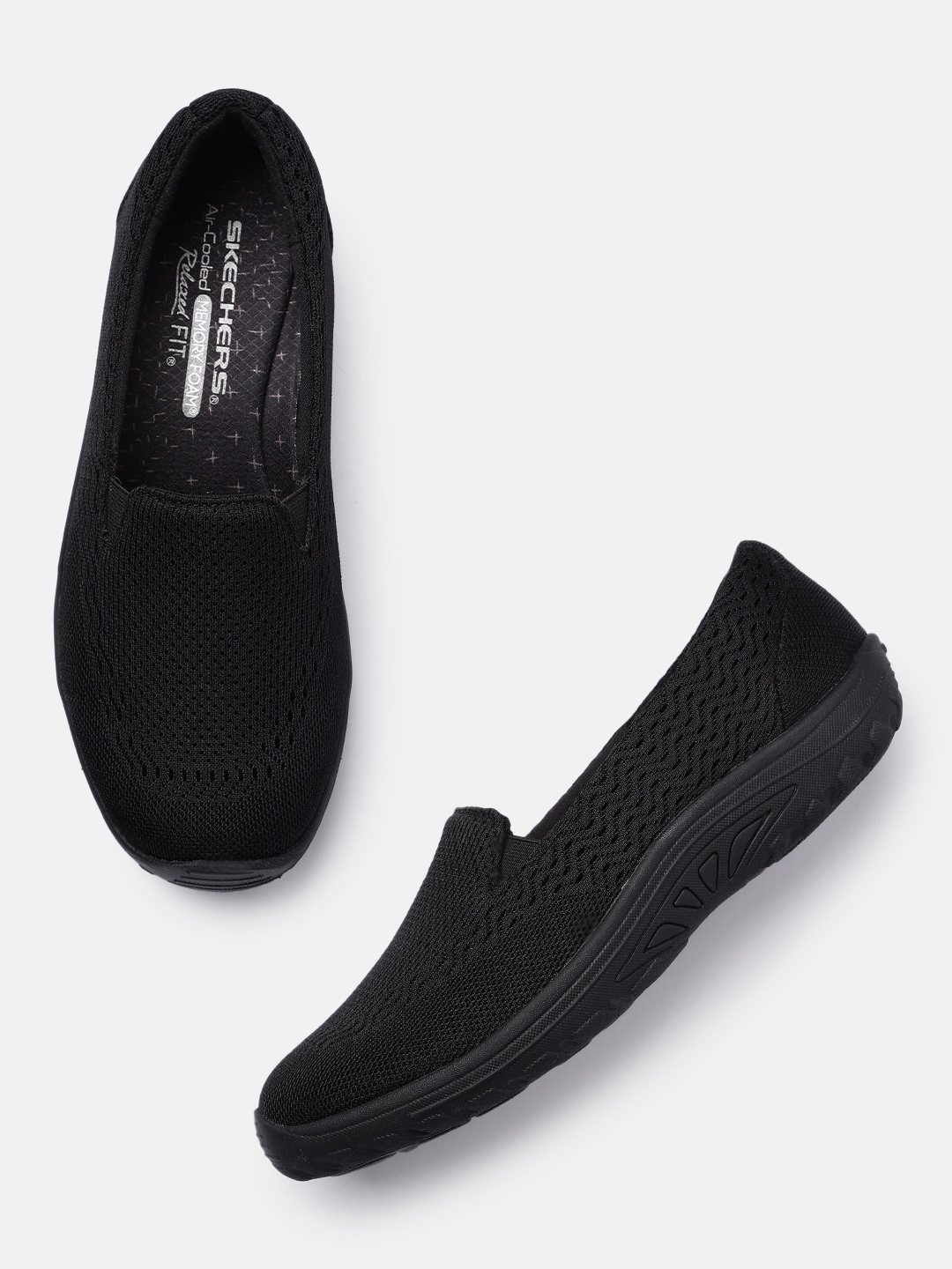 

Skechers Women Air-Cooled Memory Foam Slip-On Sneakers, Black