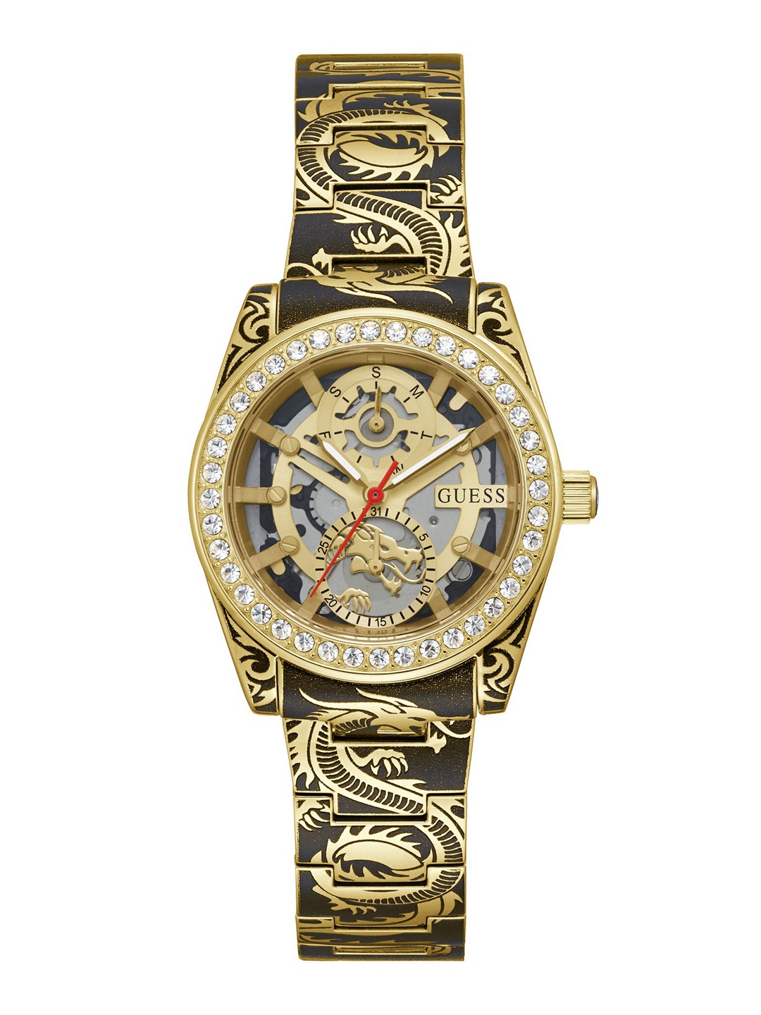 

GUESS Women Dragoness Multifunction Analogue Gold Dial Watch - GW0647L1