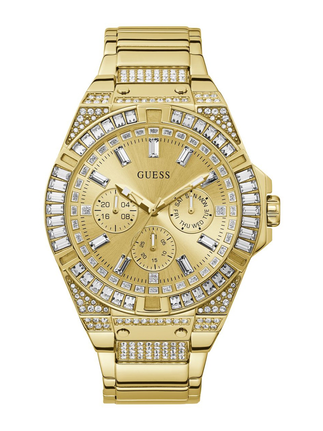 

GUESS Men Dial & Stainless Steel Bracelet Style Analogue Multi Function Watch - GW0209G2, Gold