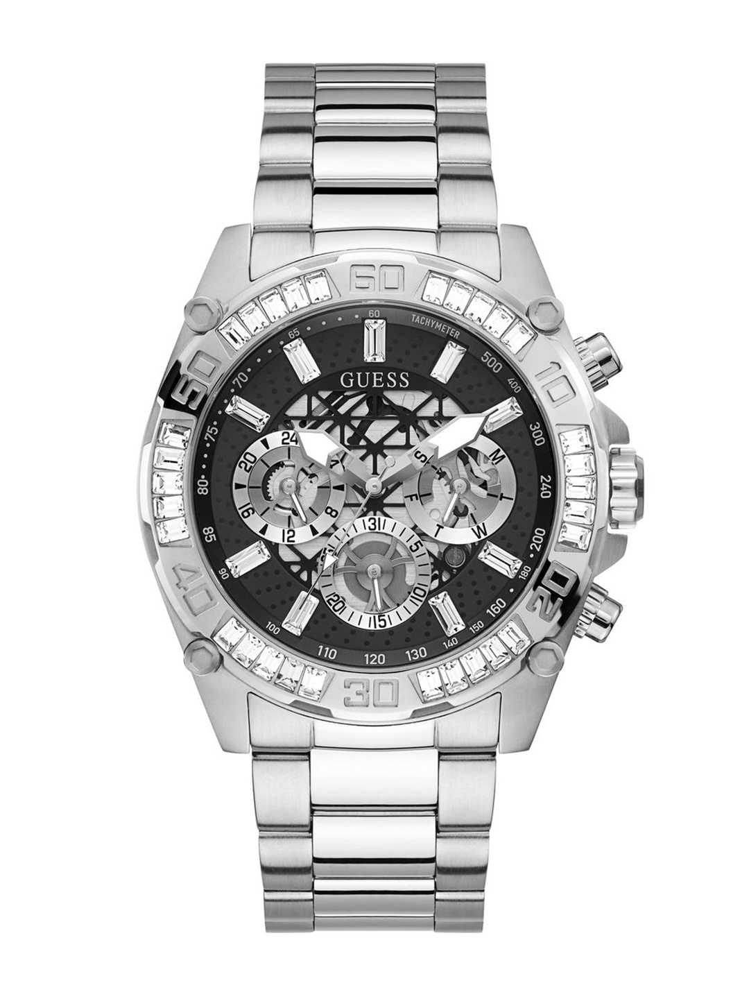 

GUESS Men Dial & Stainless Steel Bracelet Style Analogue Chronograph Watch - GW0390G1, Silver