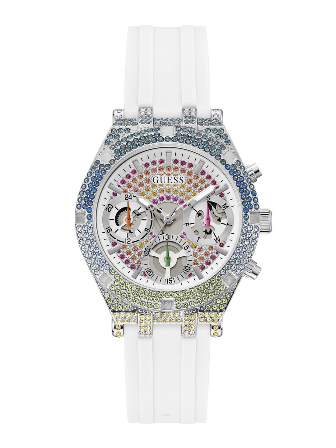 

GUESS Women Embellished Dial & Straps Analogue Multi Function Watch GW0407L4