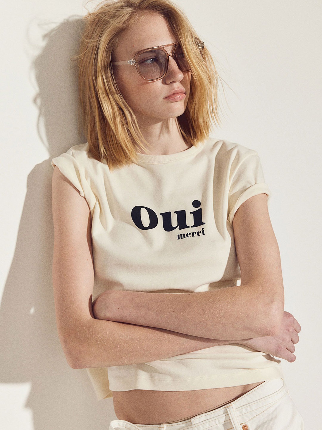 

H&M Fitted Cotton T-shirt, White