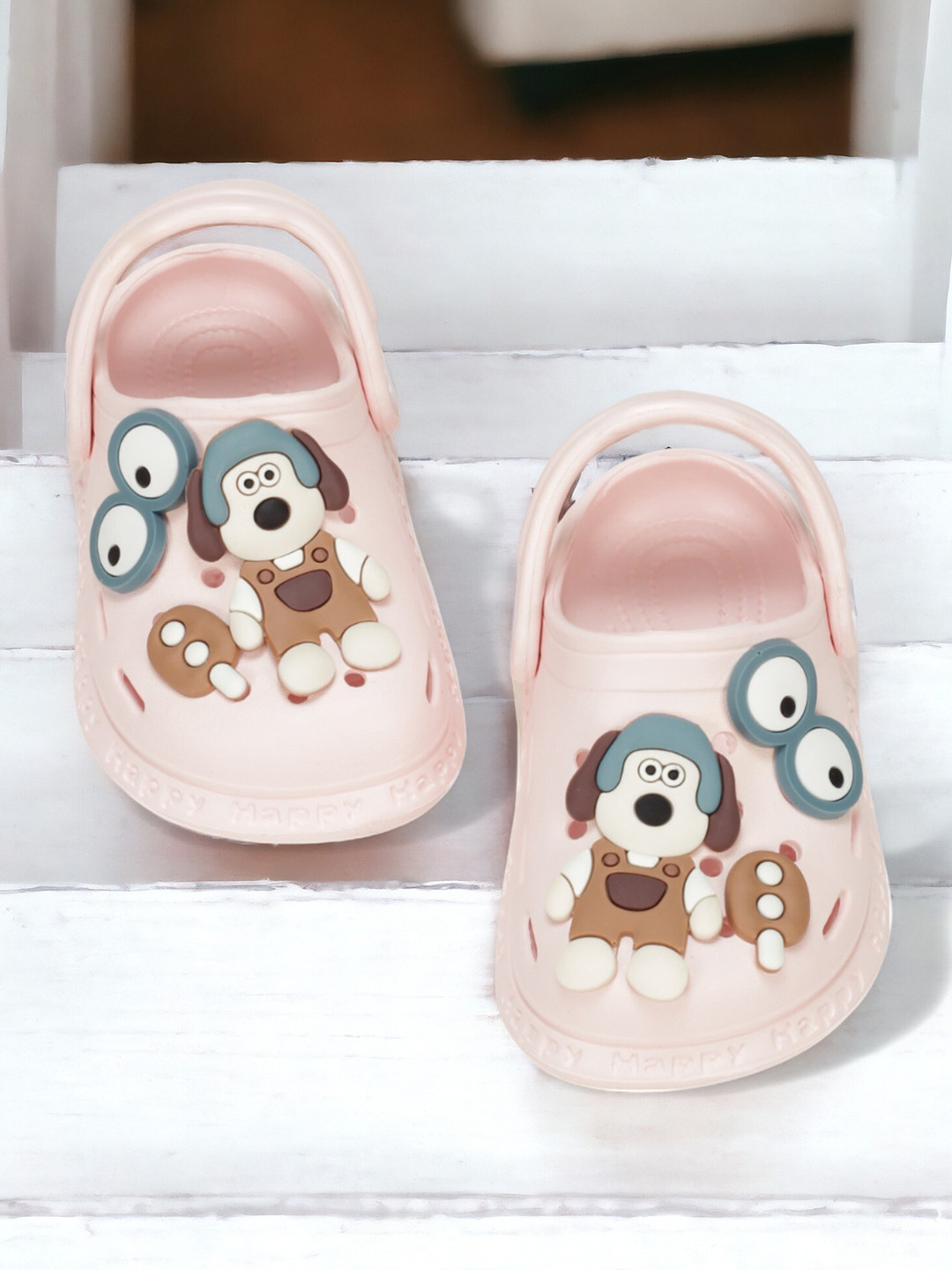 

Lil Lollipop Kids Dog Self Design Anti-Slip Rubber Clogs, Pink