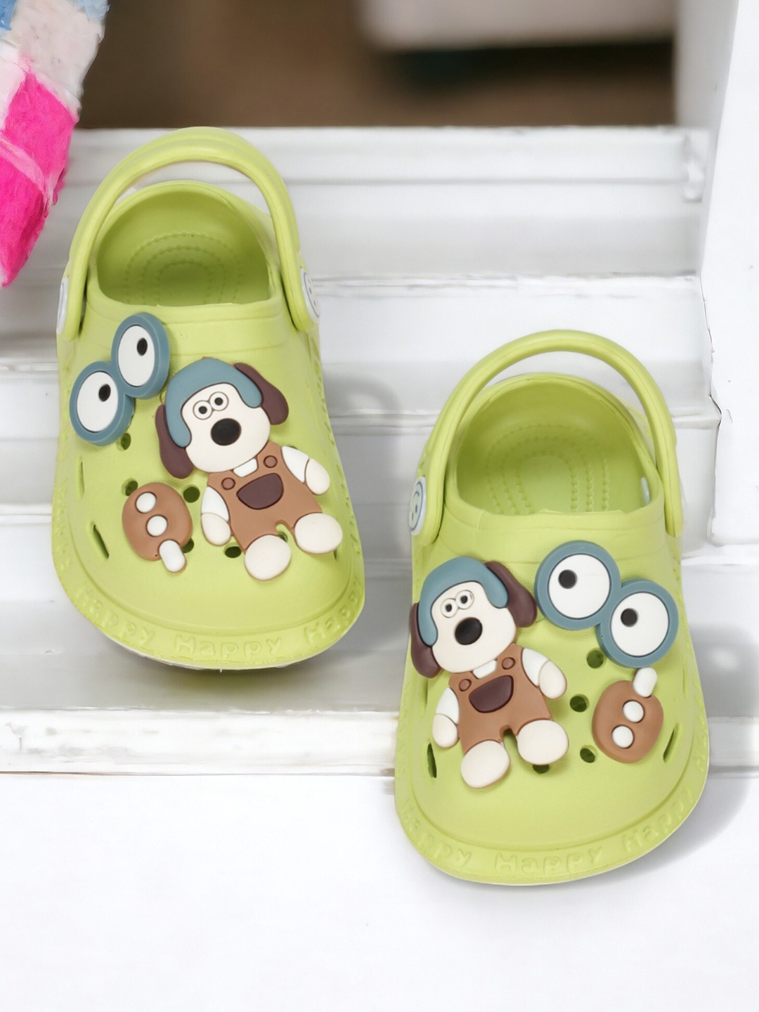 

Lil Lollipop Kids Dog Self Design Anti-Slip Rubber Clogs, Green