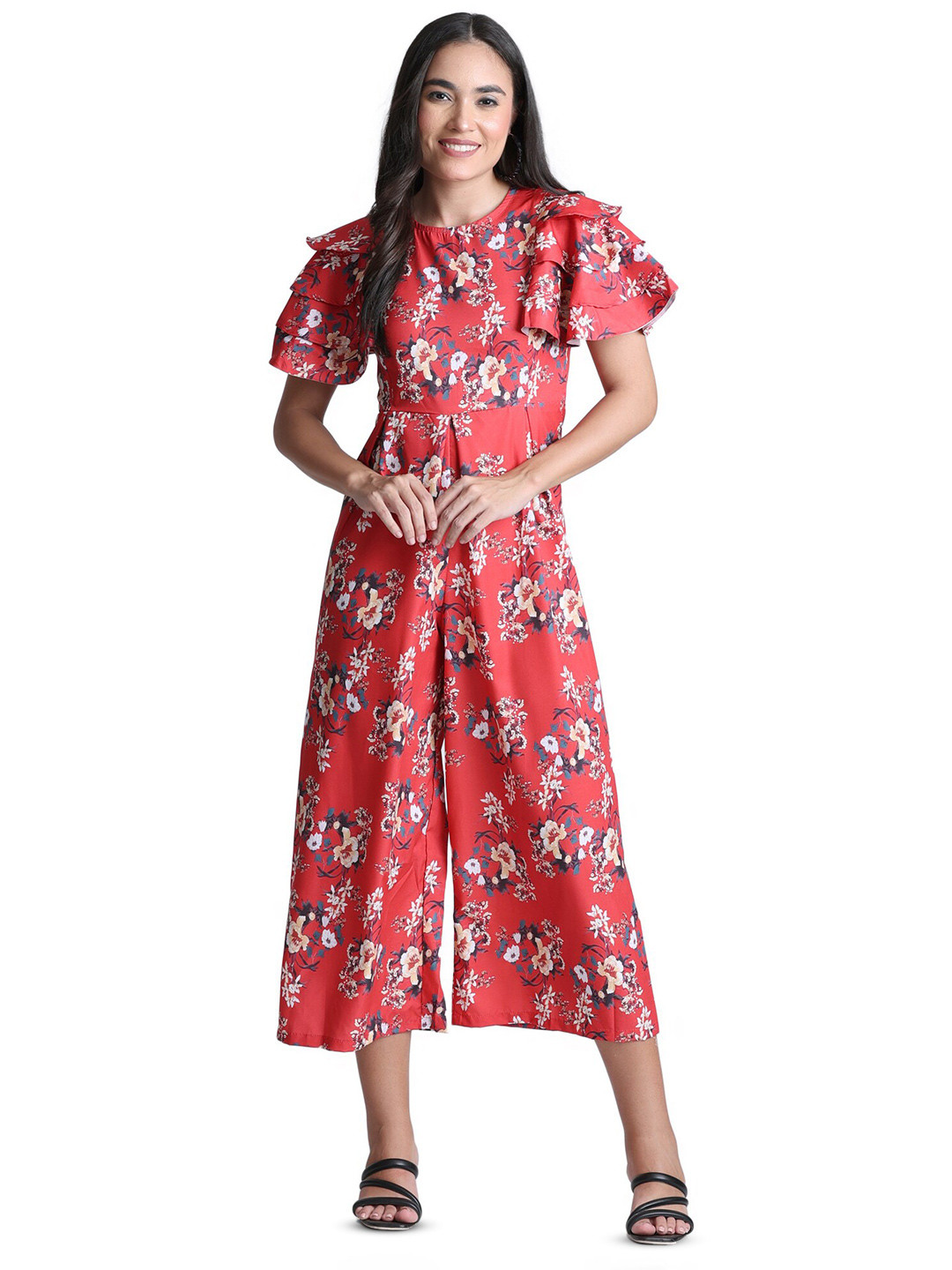 

BAESD Floral Printed Basic Jumpsuit, Red