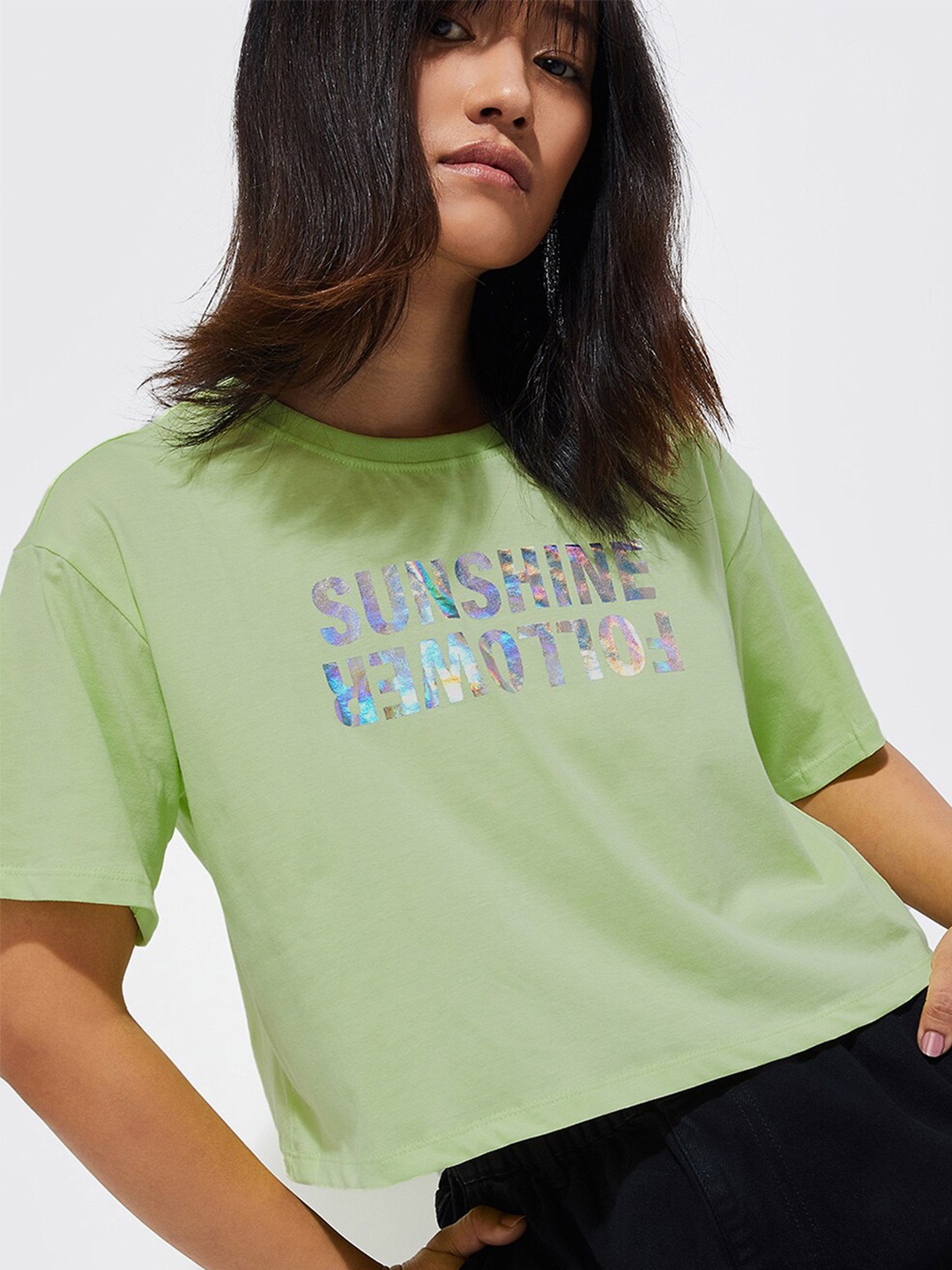 

max URB_N Women Graphic Print T-shirt, Green