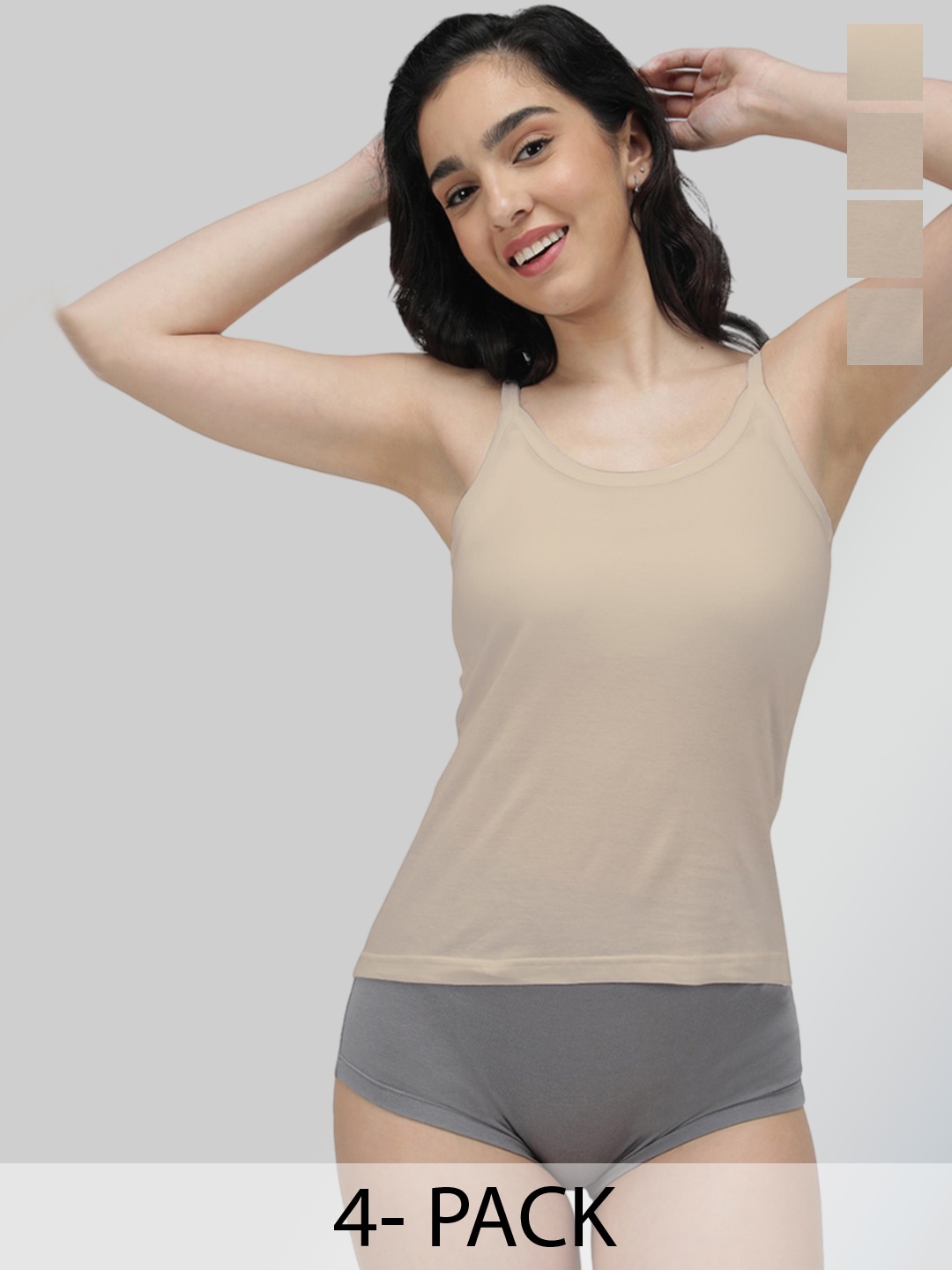 

AMUL COMFY Pack Of 4 Pure Cotton Camisoles, Cream