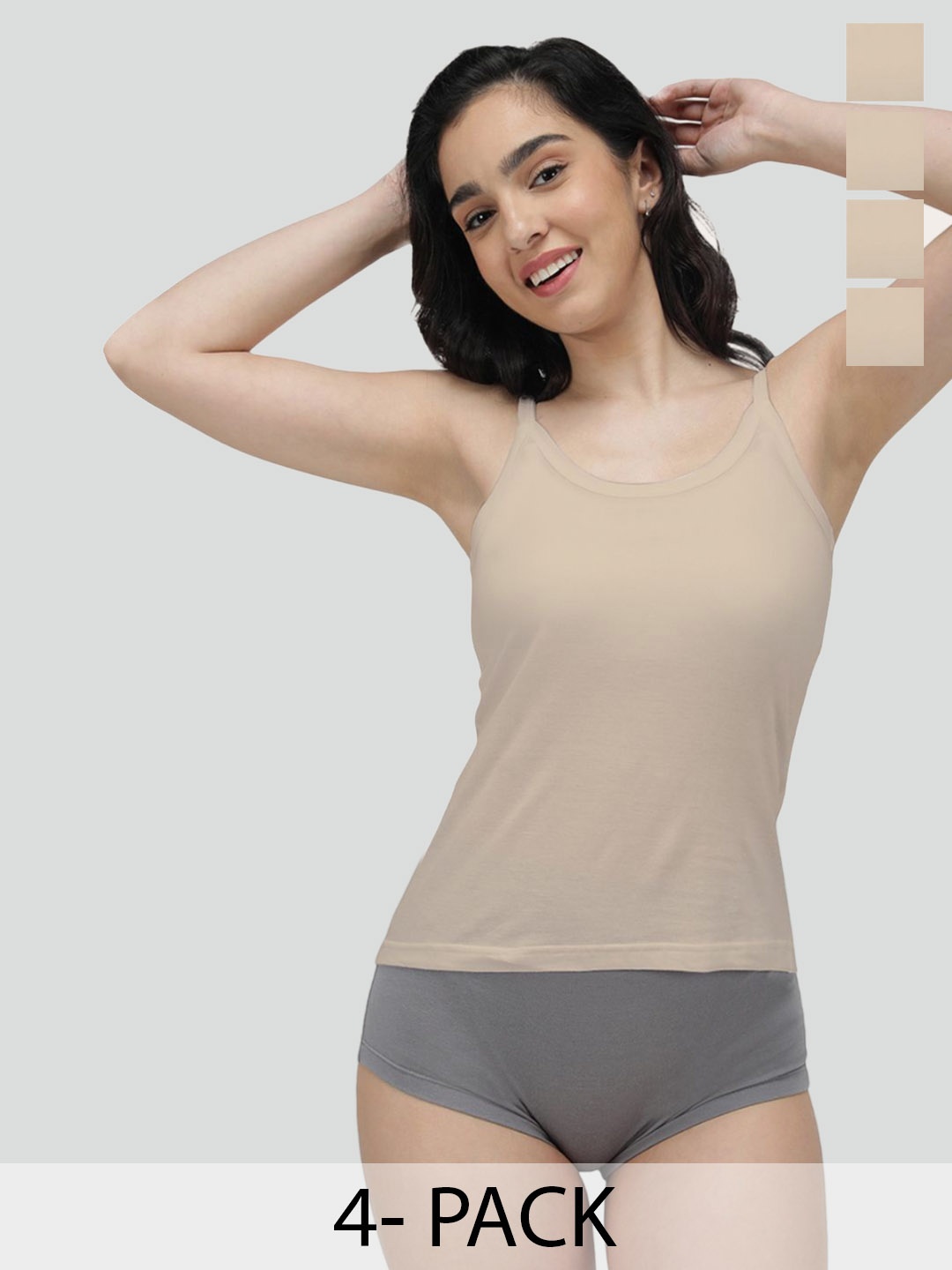 

AMUL COMFY Pack Of 4 Pure Cotton Camisoles, Cream