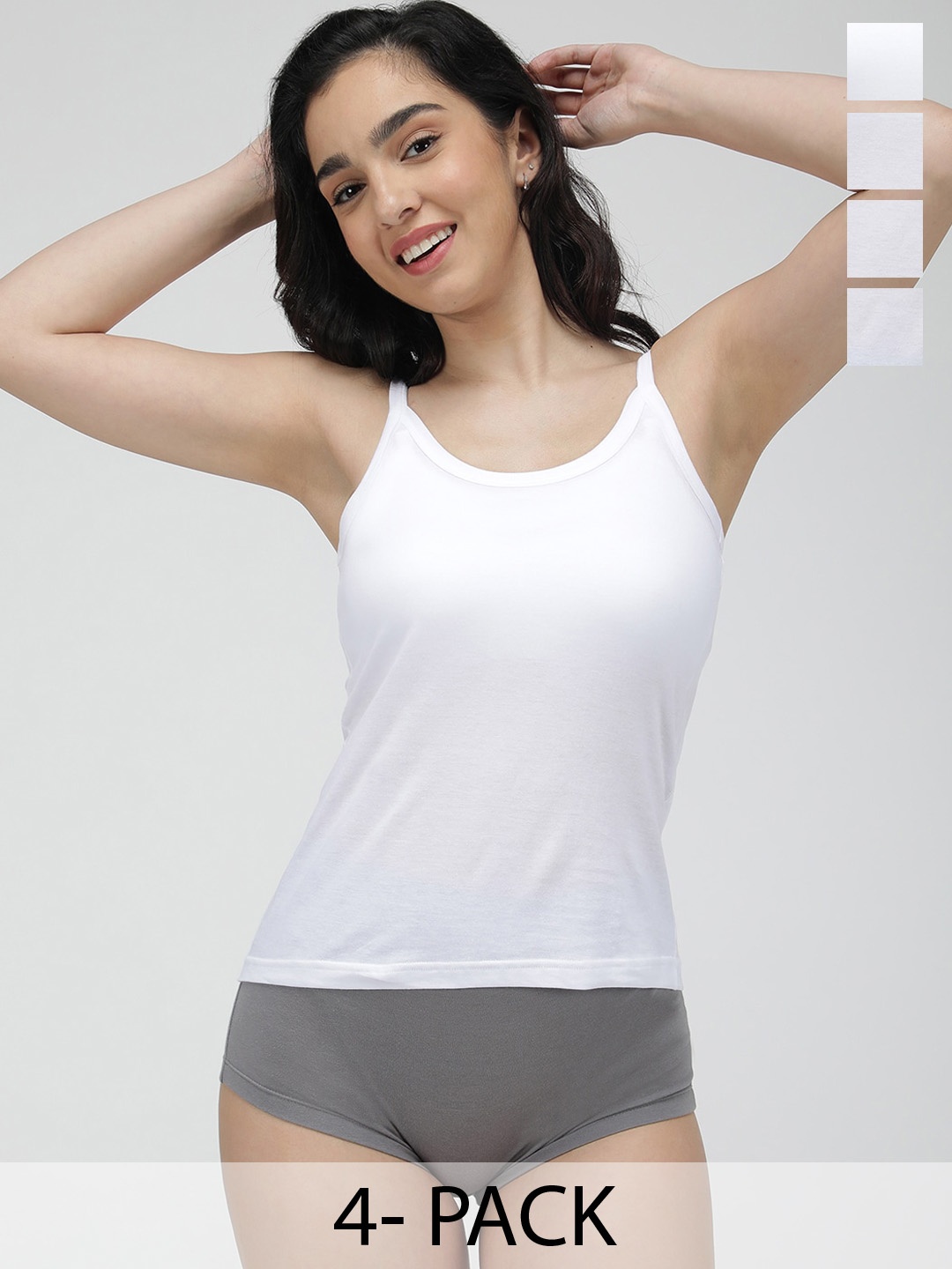 

AMUL COMFY Pack Of 4 Pure Cotton Camisoles, White