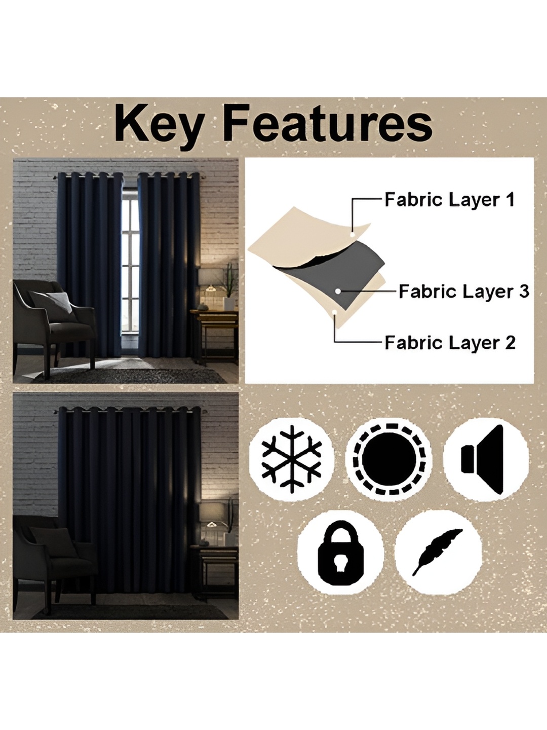 

Nefertiti Home Maroon 2 Pieces Eyelet Room Darkening Door Curtain