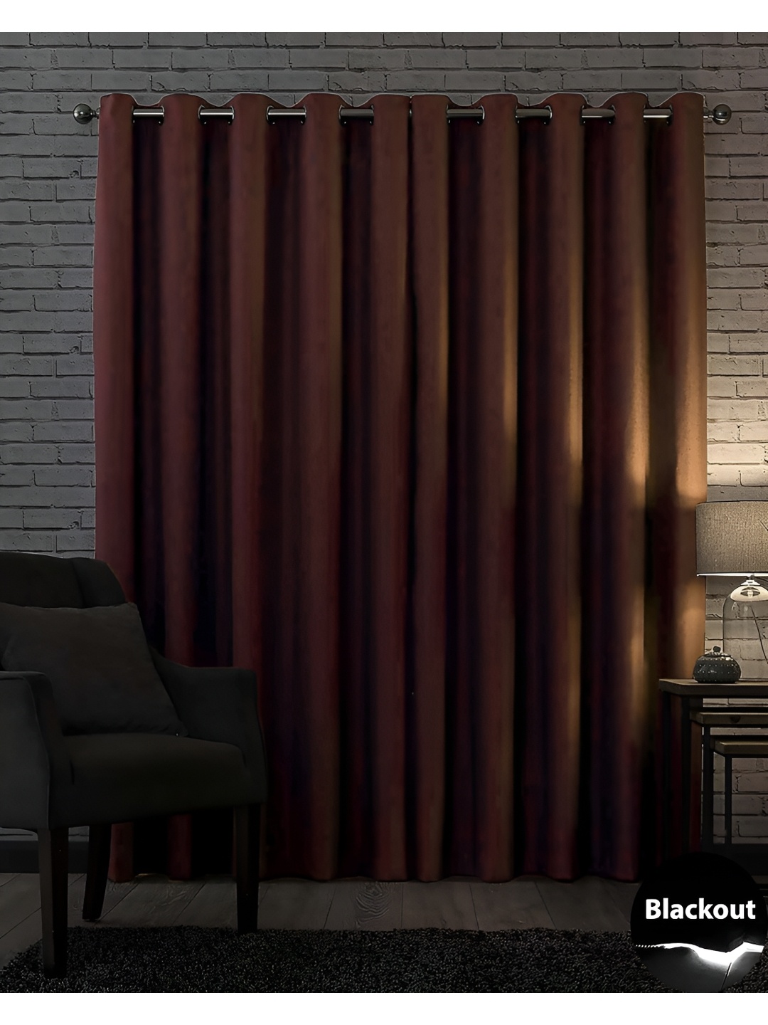 

Nefertiti Home Brown Room Darkening Eyelet Long Door Curtain