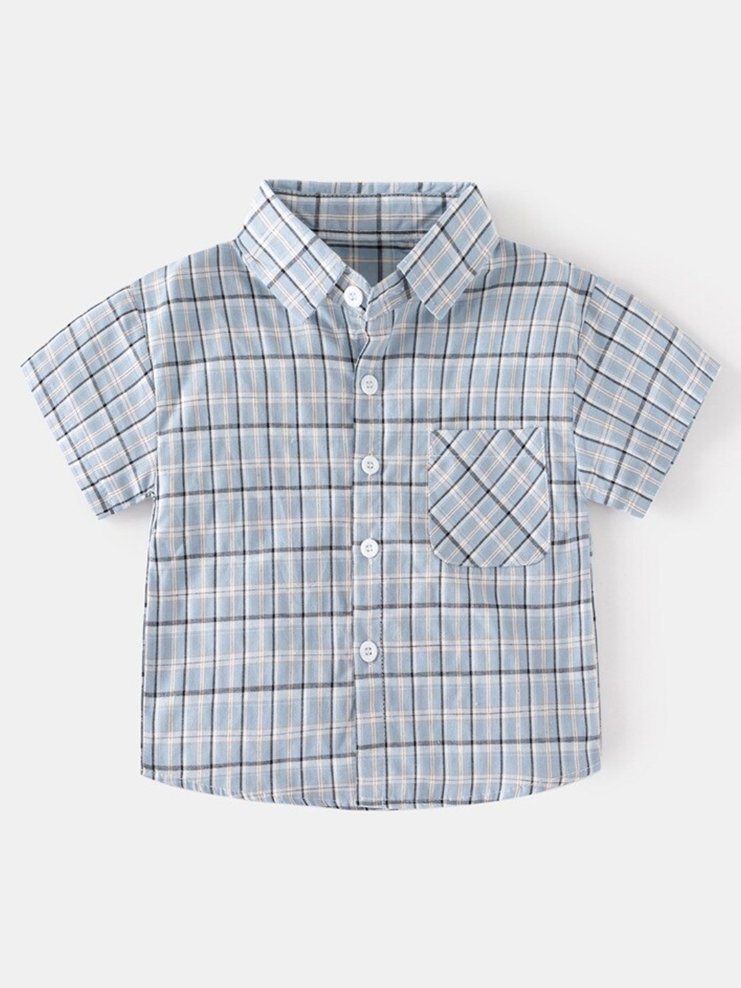 

StyleCast Boys Spread Collar Tartan Checks Opaque Cotton Casual Shirt, Blue