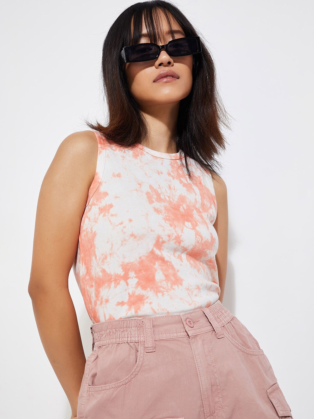 

max URB_N Women Tie & Dye Tank Top, Orange