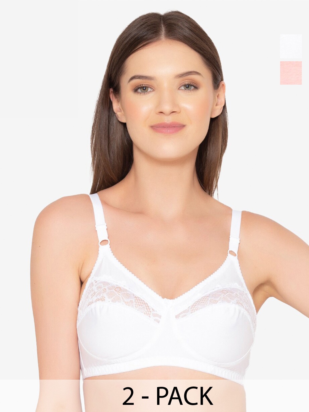 

GROVERSONS Paris Beauty Pack of 2 Full Coverage Everyday Bras with All Day Comfort, White