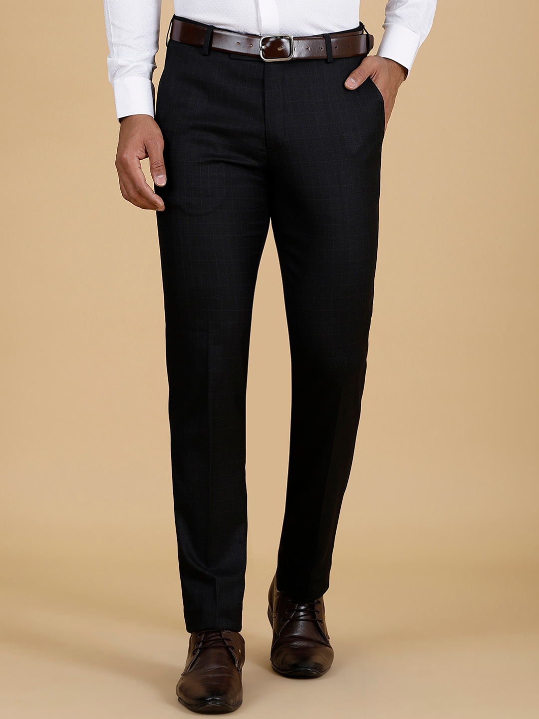 

Greenfibre Men Slim Fit Formal Trousers, Black