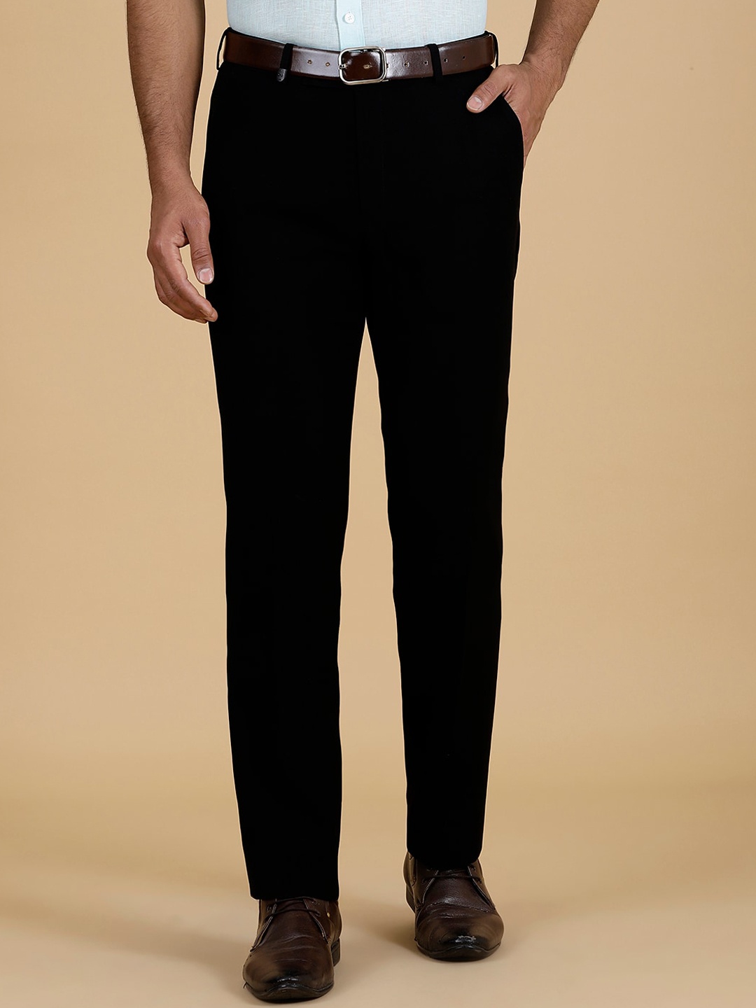 

JB STUDIO Men Mid Rise Slim Fit Formal Trouser, Black