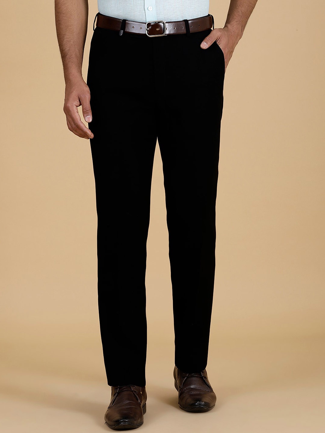 

JB STUDIO Men Mid Rise Slim Fit Formal Trouser, Black