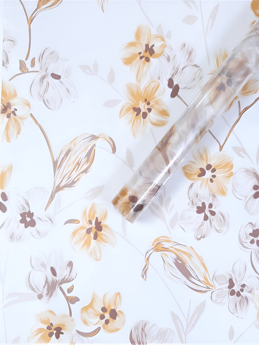 

Jaamso Royals White & Brown Flowers design Privacy Window Frosting Film Sticker