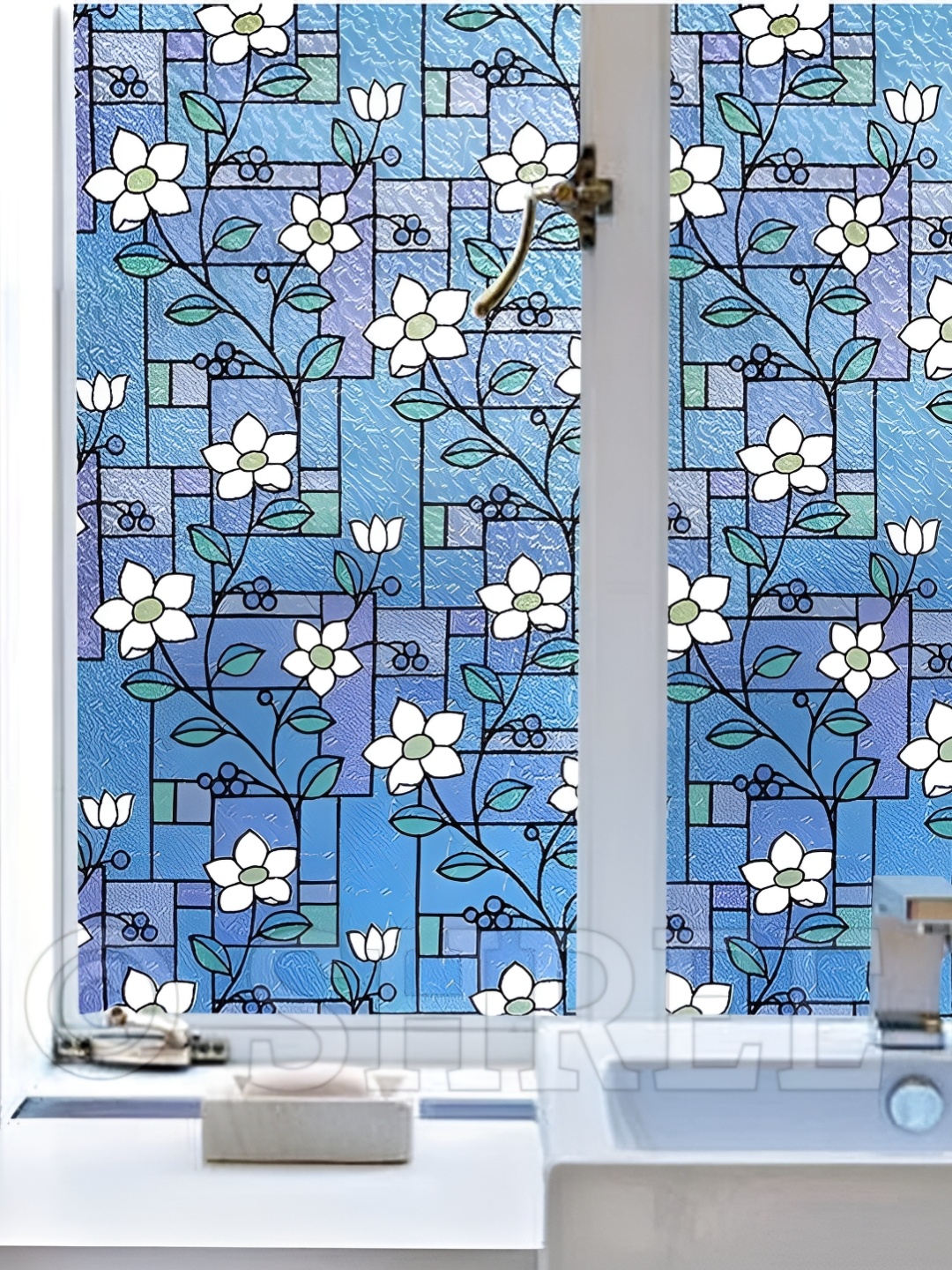 

Jaamso Royals White & Blue Printed Self-Adhesive Waterproof Window Sticker