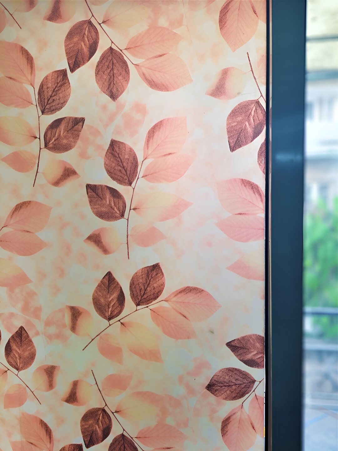 Jaamso Royals Pink & Blue Printed Self Adhesive Window Sticker, Beige