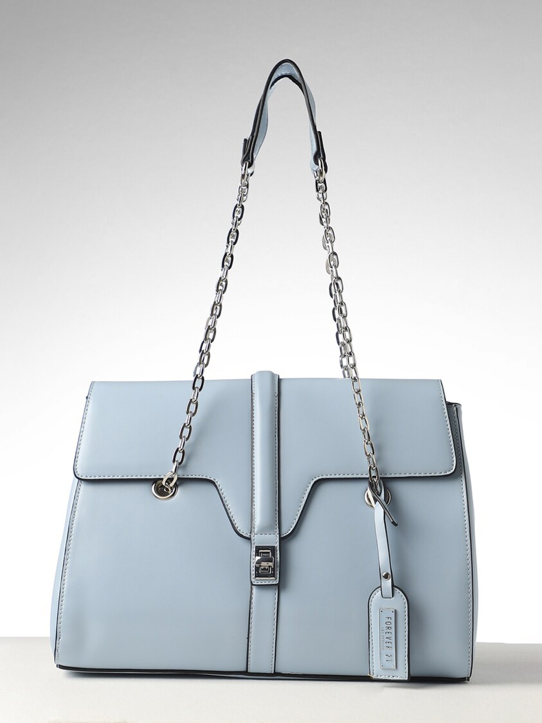 

FOREVER 21 Zip Detail PU Shoulder Bag, Blue