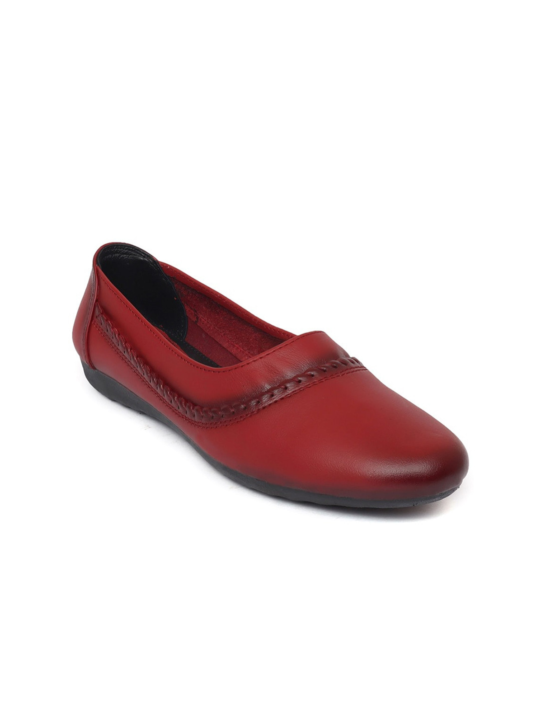 

Zoom Shoes Women Textured Lightweight Comfort Insole Leather Slip-On Sneakers, Red
