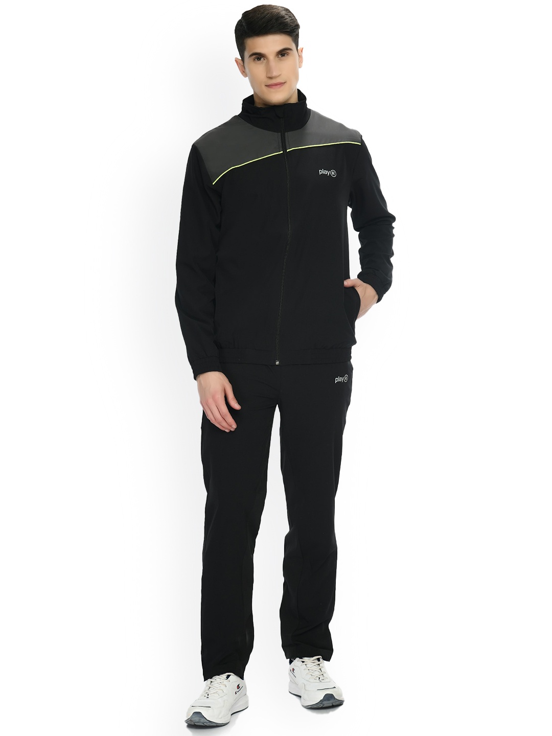 

playR Core NSL Mock Collar Zipper Tracksuit, Black