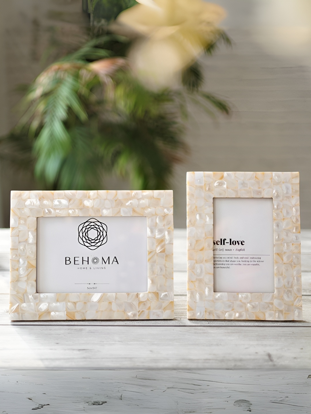 

BEHOMA Off White Mother of Pearl Table Top 4x6 And 5x7 Photo Frame