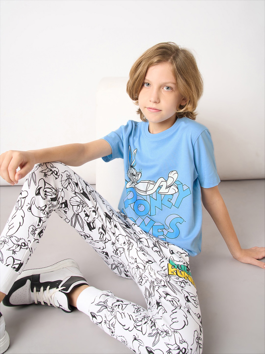 

Jack & Jones Junior Boys Looney Tunes Graphic Printed Cotton T-shirt, Blue