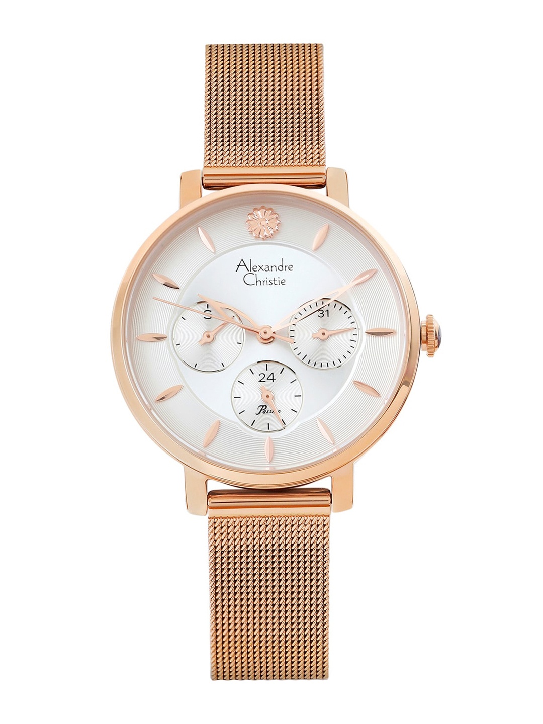 

Alexandre Christie Women Embellished Dial & Analogue Watch 2959BFBRGSL, Rose gold